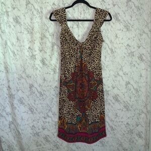 Maggie London Sleeveless Dress Cheetah and Medallion Print Womens Size 8